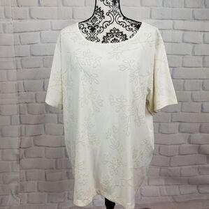 Liz Claiborne short sleeve beaded top stretch knit